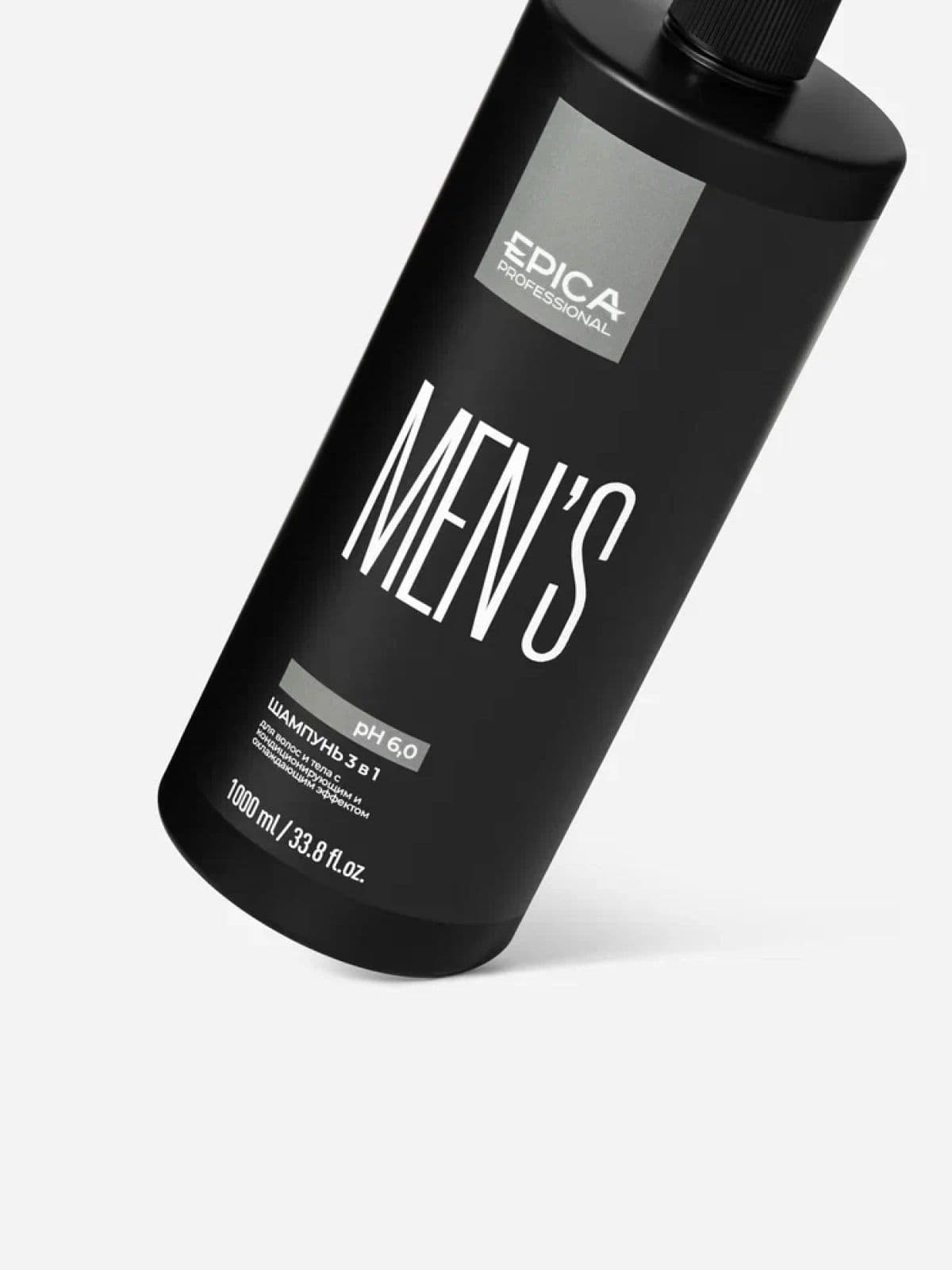 1000 мл MEN'S 3 in 1 Муж. гель, шампунь и кондиц. с охл эфф., маслом апельсина - Epica