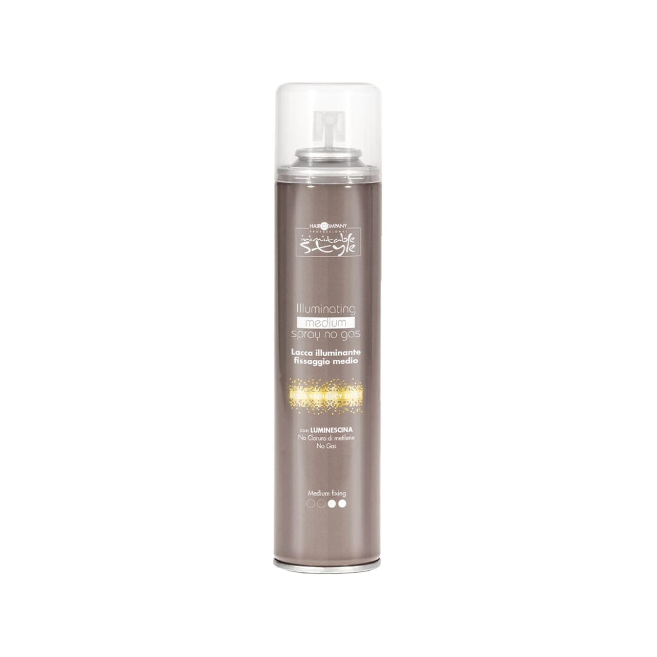 Спрей без газа, придающий блеск. Средней фиксации "Illuminating Medium Spray No Gas", 300 мл