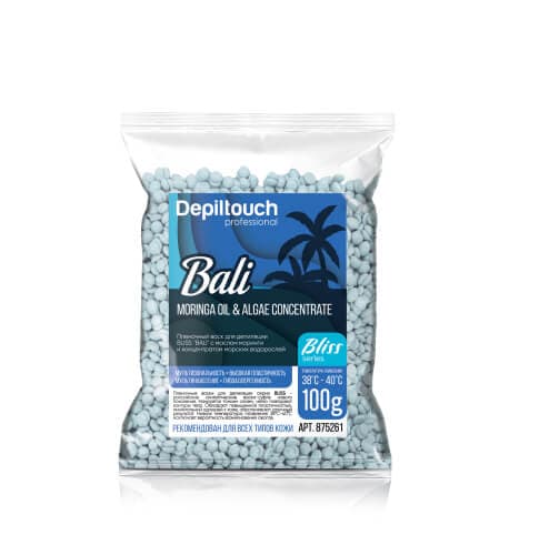 Пленочный воск BLISS "BALI" с маслом моринги и конц. морских водор. Depiltouch, 100 г.