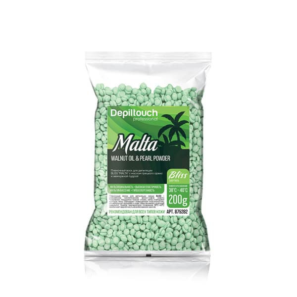 Пленочный воск BLISS "MALTA" с маслом грецкого ореха и жемчужной пудрой Depiltouch, 200 г.