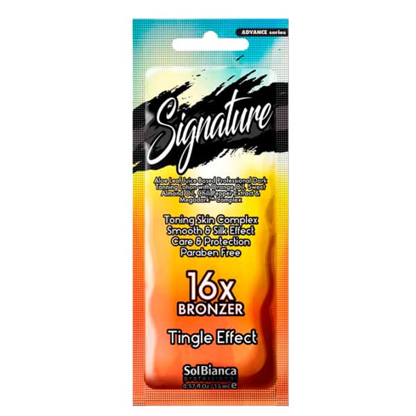 "Signature" 16* с маслом апельсина, маслом сладкого миндаля, экстрактом перца чили, бронзаторами и Tingle-эффектом