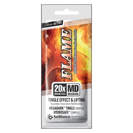 Крем - автозагар "Flame" с тингл - эффектом 20*, маслом манго, экстр. арники и кр. вина, 15мл