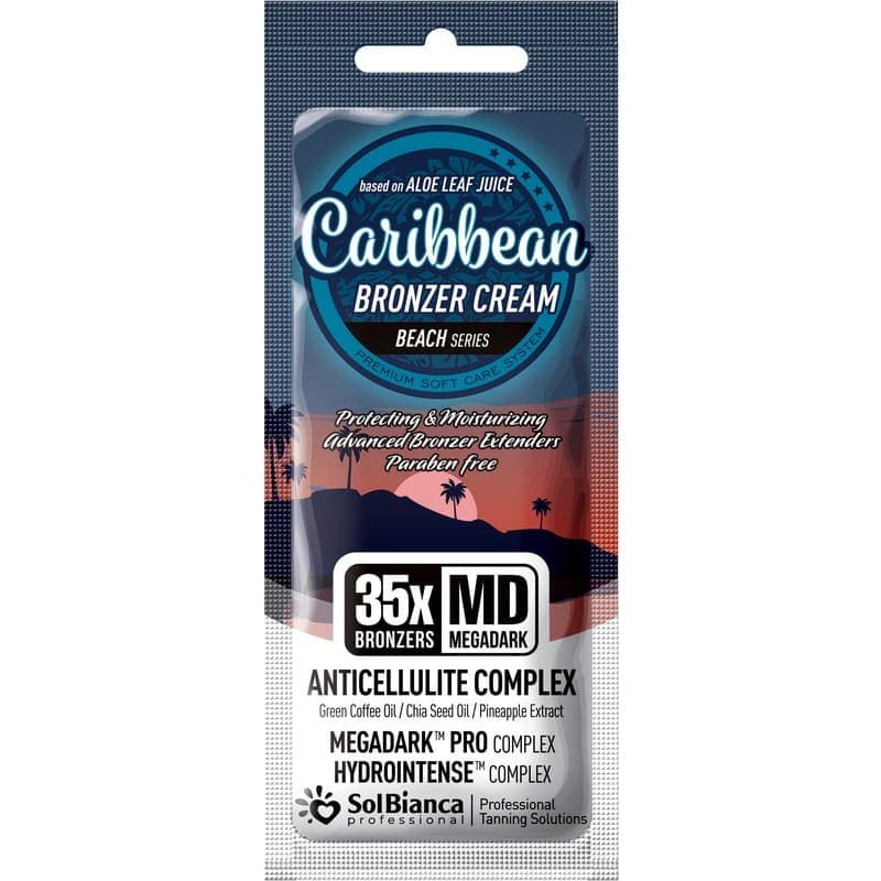 Крем-автозагар "Caribbean" 35х bronzer с маслами зеленого кофе, семян чиа и экстр.ананаса, 15мл