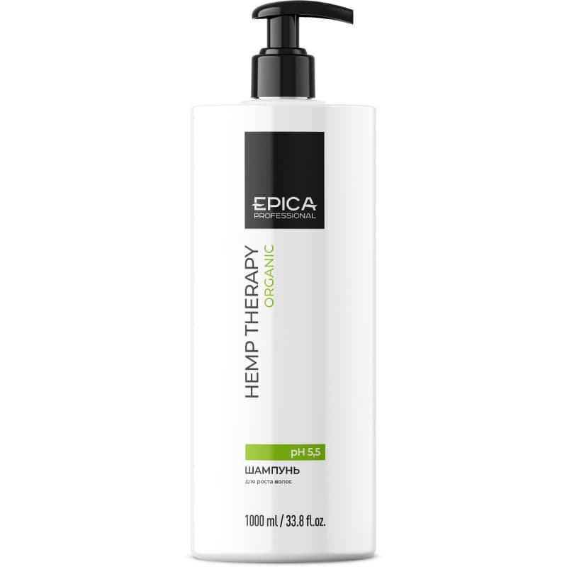 1000мл Шампунь для роста волос с маслом семян конопли, AH и BH кислотами - Epica - Hemp therapy