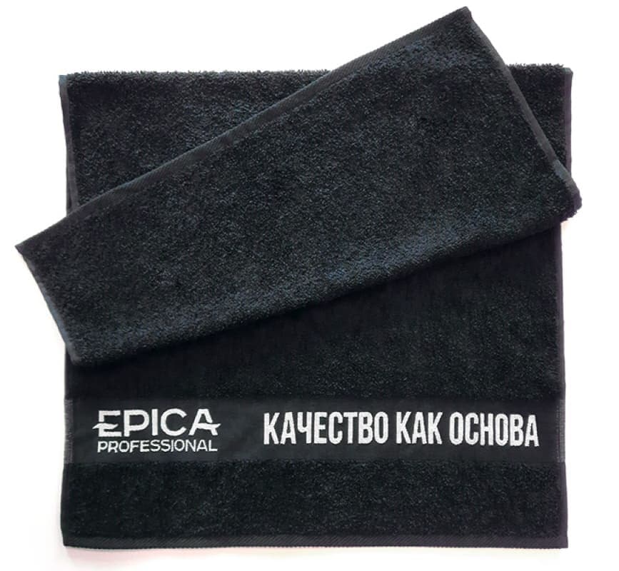 Полотенце махровое "Качество как основа" 50*90 чёрное
